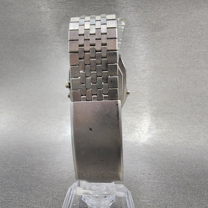 Casio AQ351 Watch Men 31mm Silver Dial Silver Tone Rectangle Alarm Chrono PARTS8