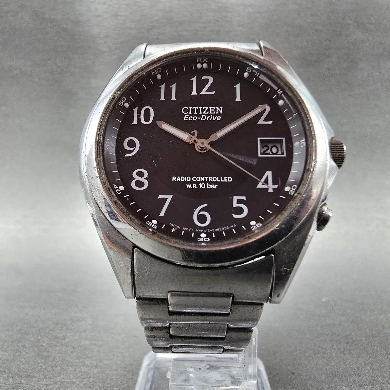 Citizen Eco-Drive Watch Men 38mm Black Dial Steel Atomic Round Date READ!!!!!!!!6