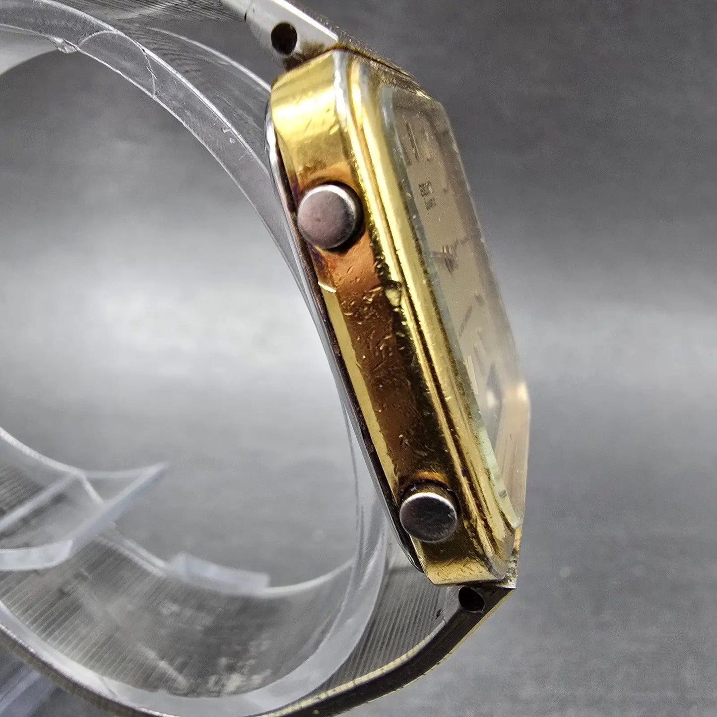 Seiko Analog Digital Watch Men 30mm Champagne Dial Gold Tone H448-5080 PARTS4