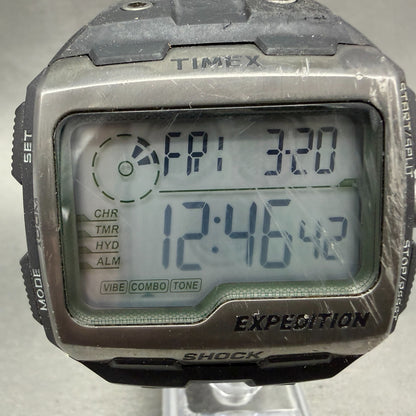 Timex Expedition Grid Shock watch Men 50mm Digital Black Alarm Chrono New Batt1