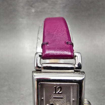 Coach Tank Watch Women 17mm White Dial Silver Tone Rectangle 0820 New Battery BJ5