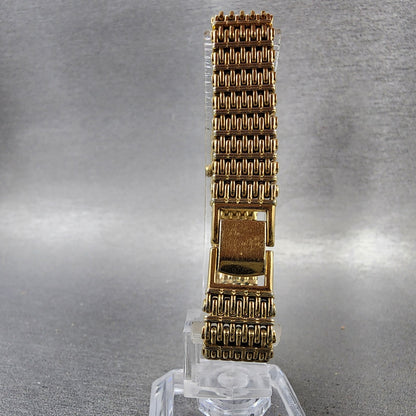 Seiko Tank Watch Women 12mm Champagne Dial Gold Tone 2e206109 New Battery7