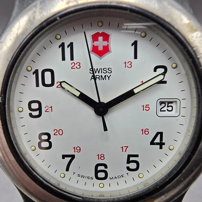 Victorinox Swiss Army Watch Men 39mm White Dial Black Tone Date Round PARTS VTG2