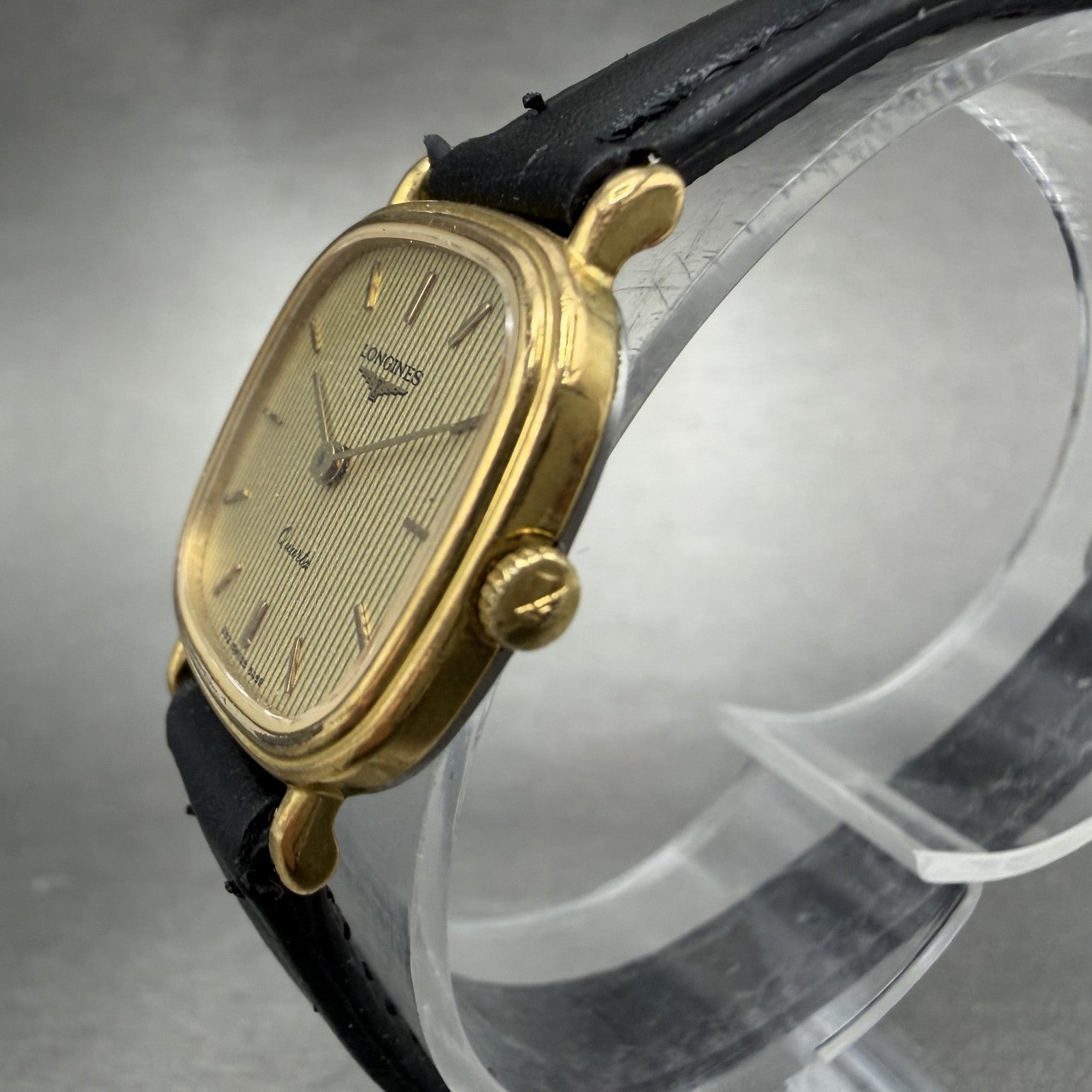 Longines Watch Women 21mm Gold Dial Gold Tone Rectangle 6469 New Battery2