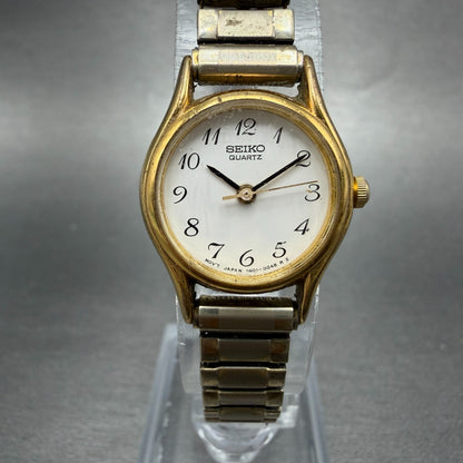 Seiko Watch Women 20mm White Dial Gold Tone Round 1N01-0E19 New Battery VTG0