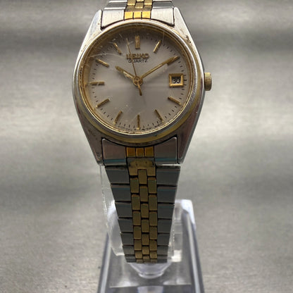 Seiko Watch Women 24mm Silver Dial Two Tone Date Round 3Y02-0010 New Battery7