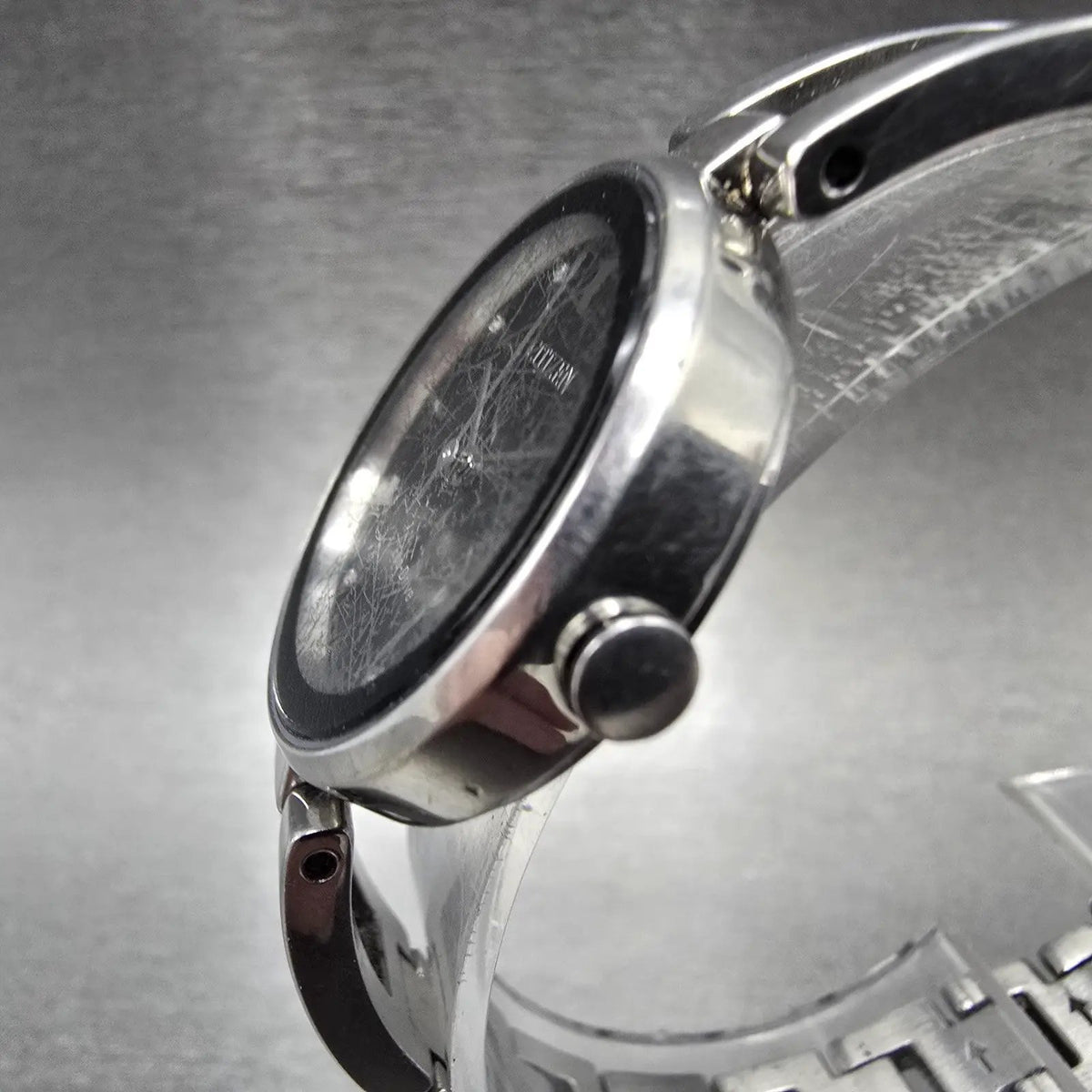 Citizen Axiom Eco-Drive Watch Women 28mm Black Dial Steel Round EM0636-55F Runs2