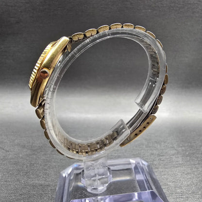 Seiko SQ Watch Women 24mm Gold Dial Gold Tone Daydate Round 3E23-0A60 New Batt6