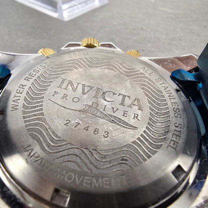 Invicta Pro Diver Chronograph Watch Men 47mm Green Dial Silver Tone New Battery9