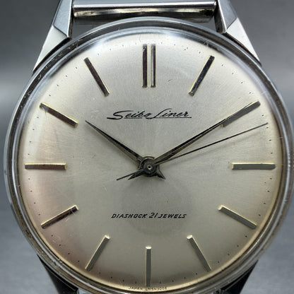 Seiko Liner Watch Men 35mm Silver Dial Silver Tone Round Manual 15016E Runs VTG1