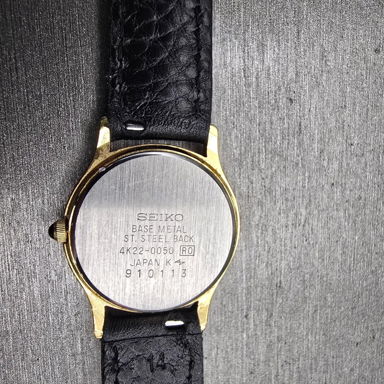 Seiko Moon Phase Watch Women 24mm White Dial Gold Tone 4K22-0050 New Battery VTG10