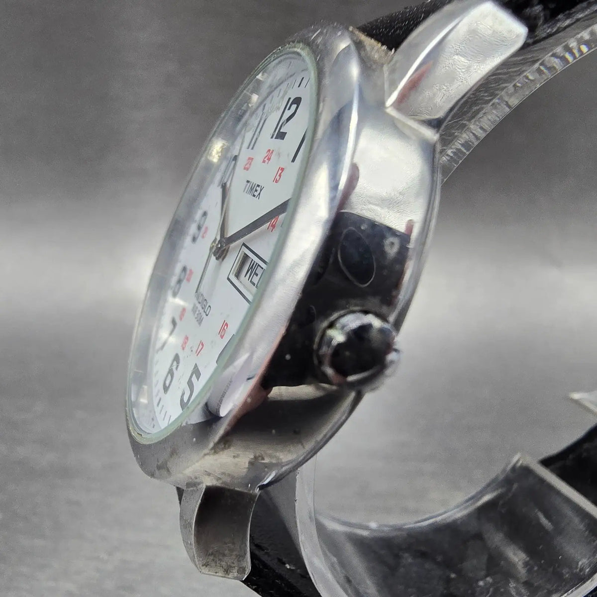 Timex Easy Reader Watch Men 35mm White Dial Silver Daydate T20461 New Battery 782