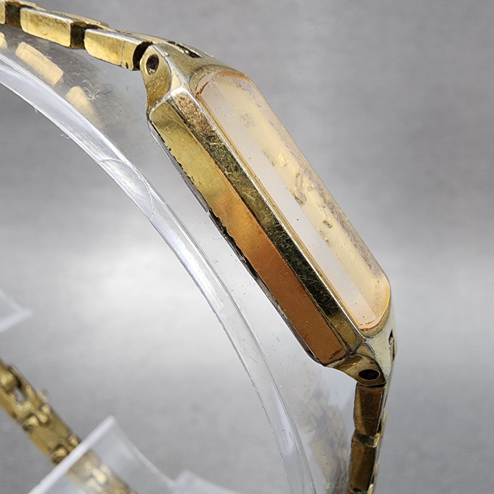 Seiko Watch Women 12mm Champagne Dial Gold Tone Rectangle 2E205179 New Battery3