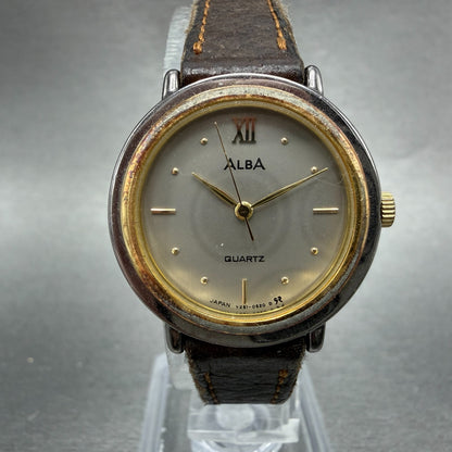 Seiko Alba Watch Women 26mm Silver Dial Two Tone Round V251-0170 New Battery0