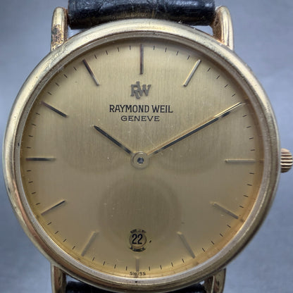Raymond Weil Watch Men 32mm Champagne Dial Gold Tone Date 9124-2 New Battery1