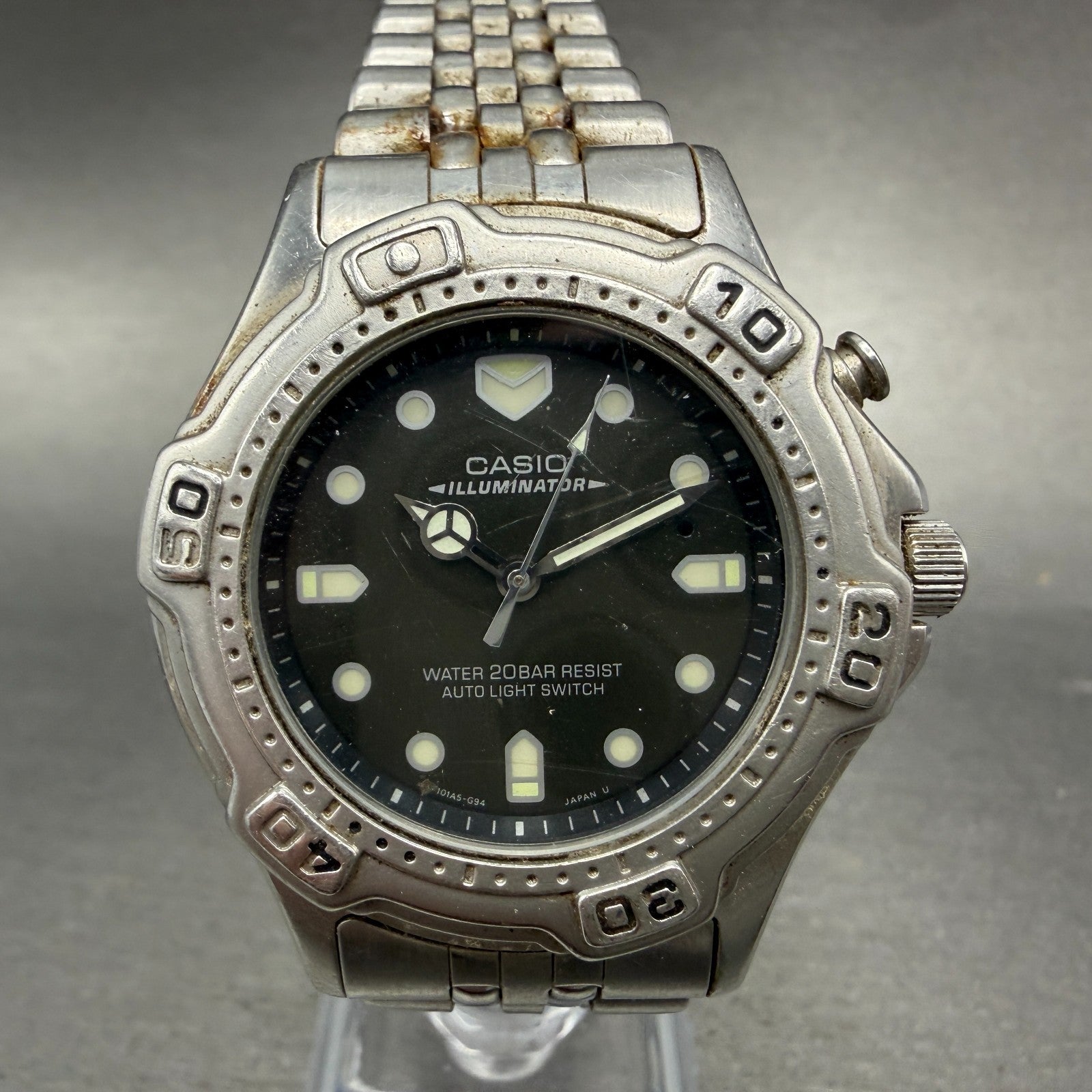 Casio Illunimator Dive Watch Men 39mm Black Dial Silver Tone MD-781 READ!!!!!!!0