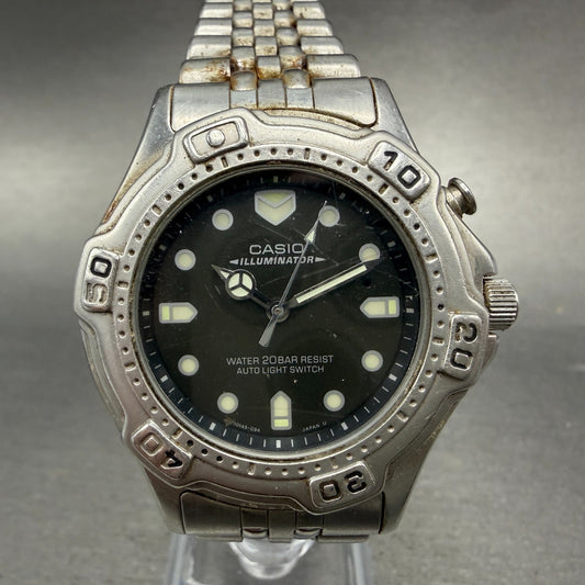Casio Illunimator Dive Watch Men 39mm Black Dial Silver Tone MD-781 READ!!!!!!!0