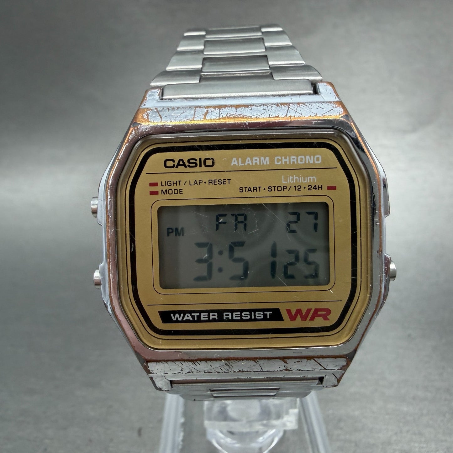 Casio Digital Alarm Chronograph Watch Men 33mm Brown Dial A158WE New Battery KPO0