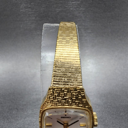 Seiko Watch Women 17mm Gold Dial Gold Gold Rectangle Manual Wind Runs 1138504