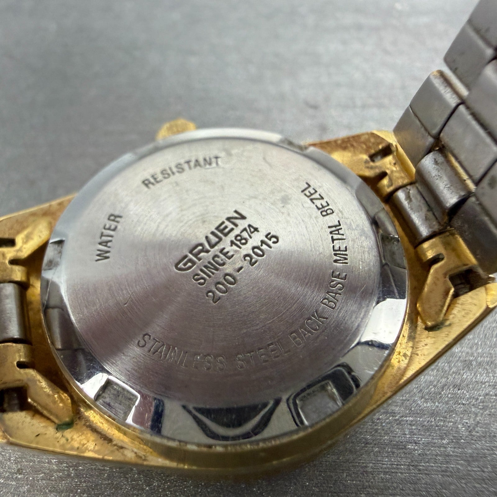 Gruen President Watch Women 26mm Gold Dial Gold Tone Date Round New Battery9