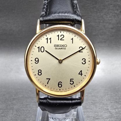 Seiko Watch Men 31mm Champagne Dial Gold Tone Round 7N00-7A49 New Battery0