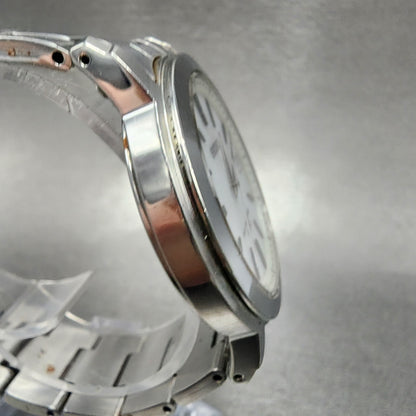 Seiko Solar Watch Men 38mm White Dial Silver Tone Date 7b52-0af0 Runs