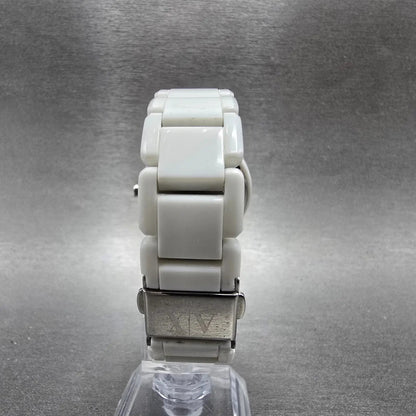 Armani Exchange Watch Women 34mm White Dial White Tone Round AX4055 New Battery7