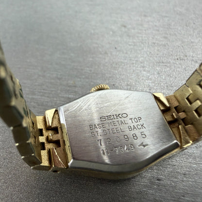 Seiko Watch Women 17mm Champagne Dial Gold Tone Manual Wind Oval 11-7849 Runs 459
