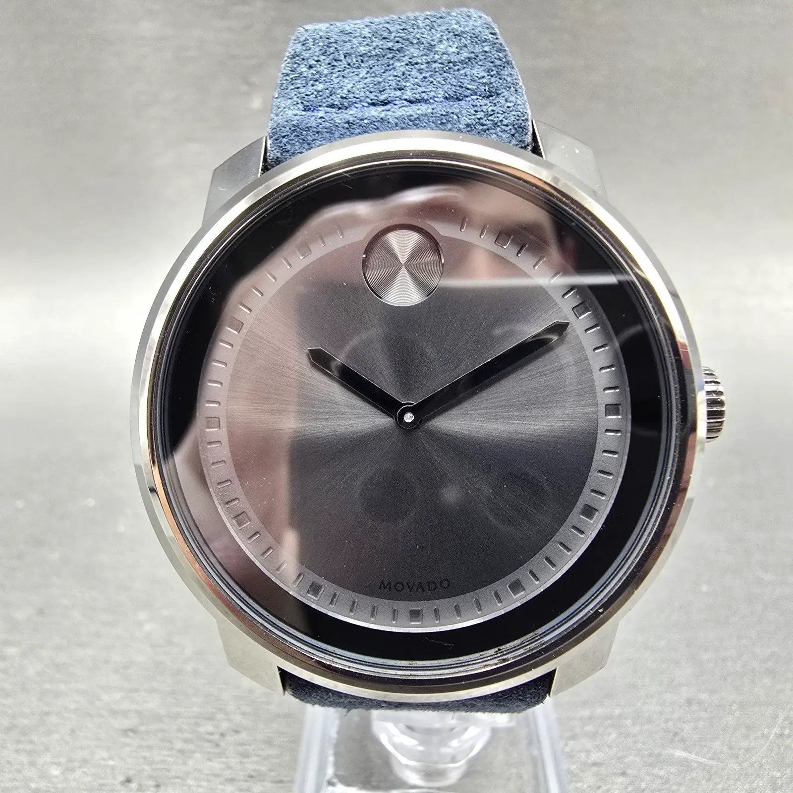 Movado Bold Watch Men 42mm Black Dial Black Tone 3600454 New Battery0