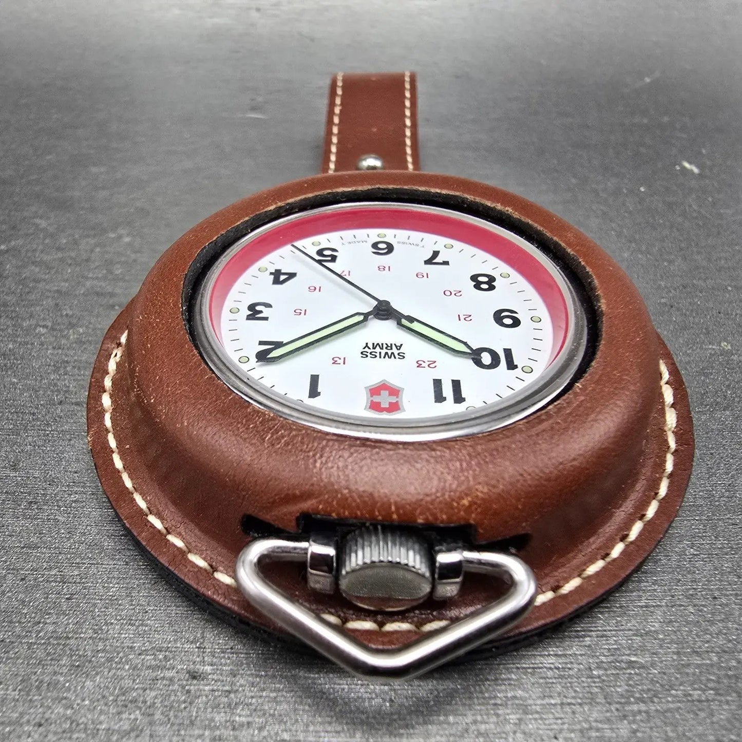Victorinox Swiss Army Pocket Watch Men 48mm White Dial Silver Tone Round PARTS G5