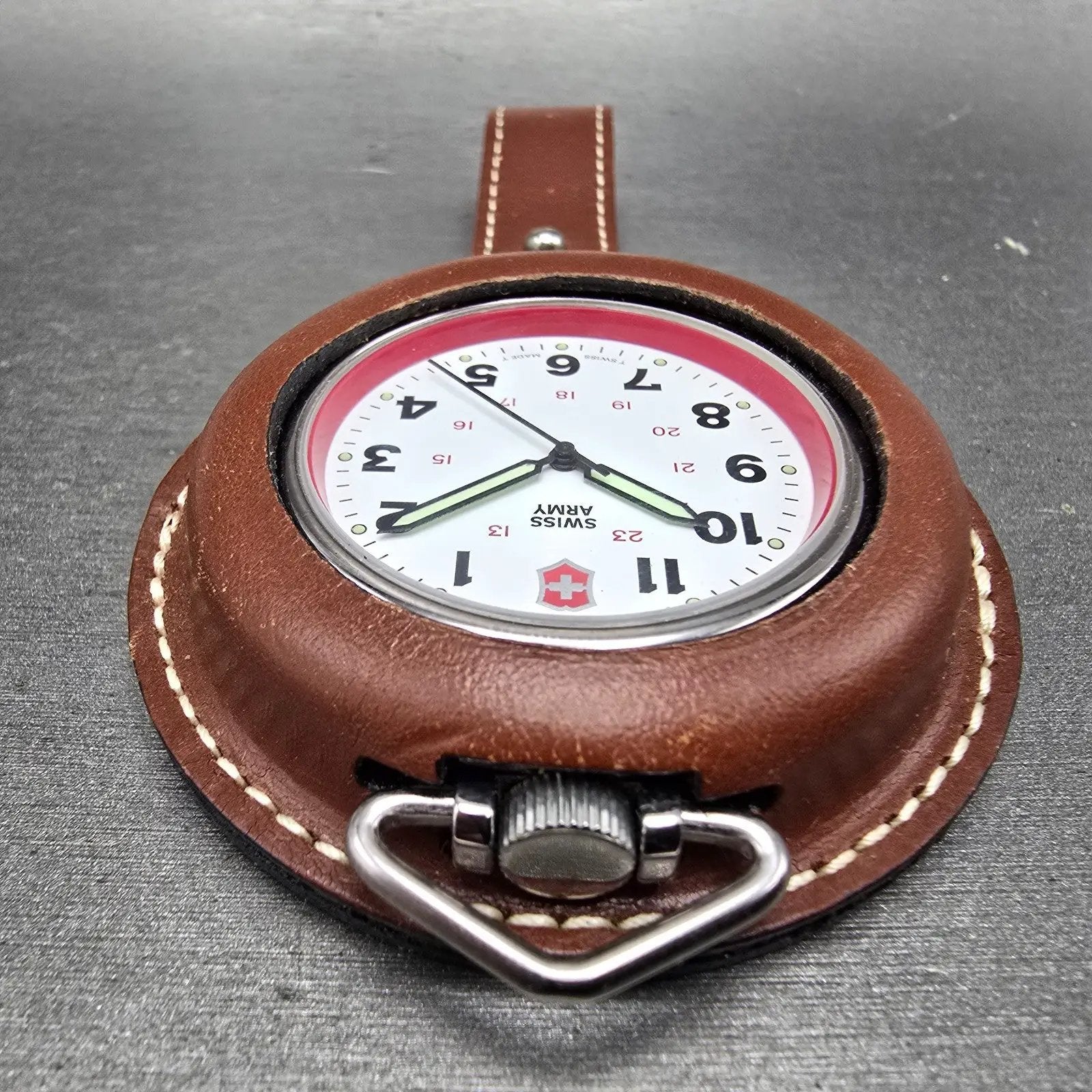 Victorinox Swiss Army Pocket Watch Men 48mm White Dial Silver Tone Round PARTS G5