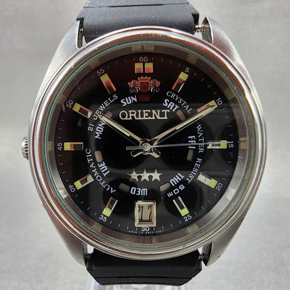 Orient Tri Star Watch Men 37mm Black Dial Steel Daydate Auto EM04D1 PARTS2