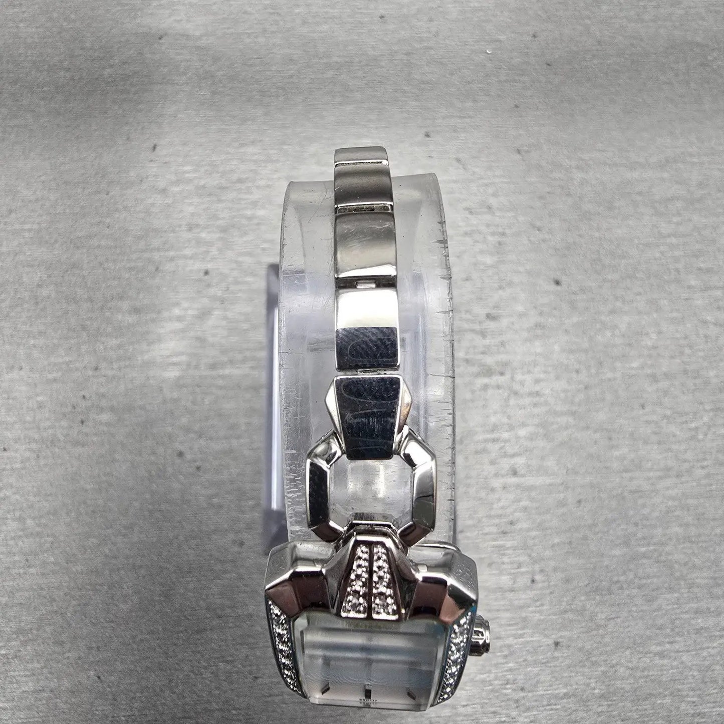 Bulova Watch Women 18mm White Dial Silver Tone Rectangle 96R117 New Bat Diamonds4