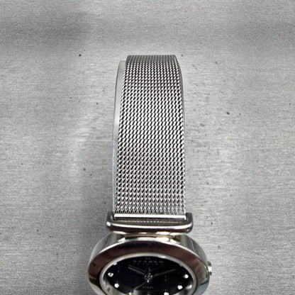Skagen Watch Women 22mm Black Dial Silver Tone Round 107SSSBD New Battery Mesh4