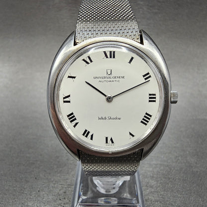 Universal Geneve White Shadow Automatic Watch Men 35mm White Dial Steel 866102