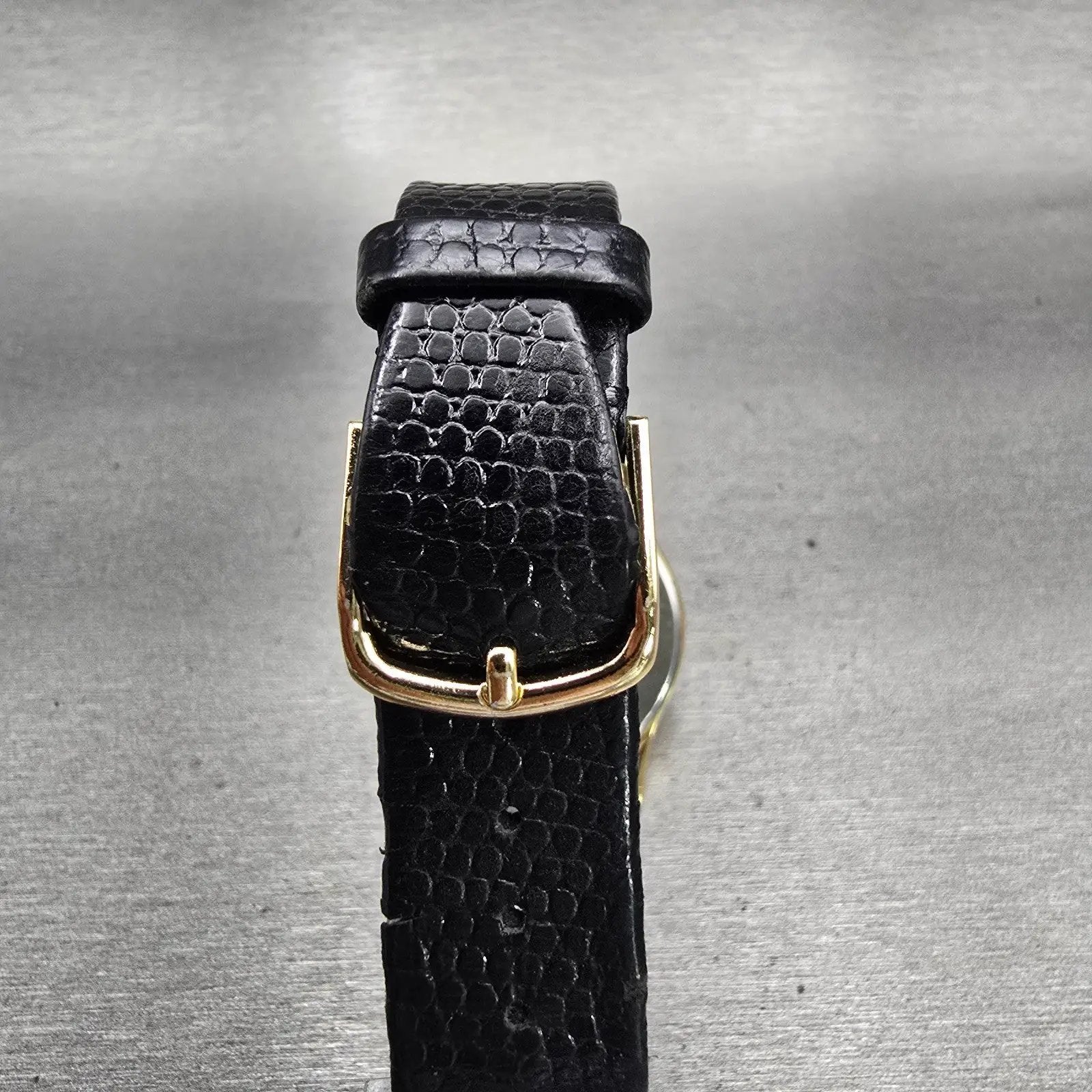 Seiko Watch Men 32mm Black Dial Gold Tone Round 5Y30-7A79 New Battery Vintage7