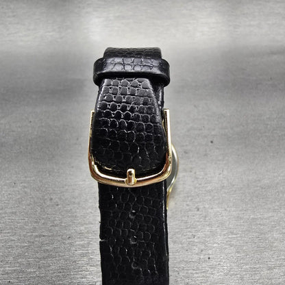 Seiko Watch Men 32mm Black Dial Gold Tone Round 5Y30-7A79 New Battery Vintage7