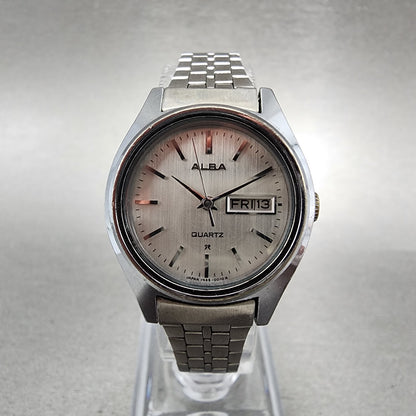 Seiko ALBA Watch Women 25mm Silver Dial Silver Tone Daydate Round New Battery1