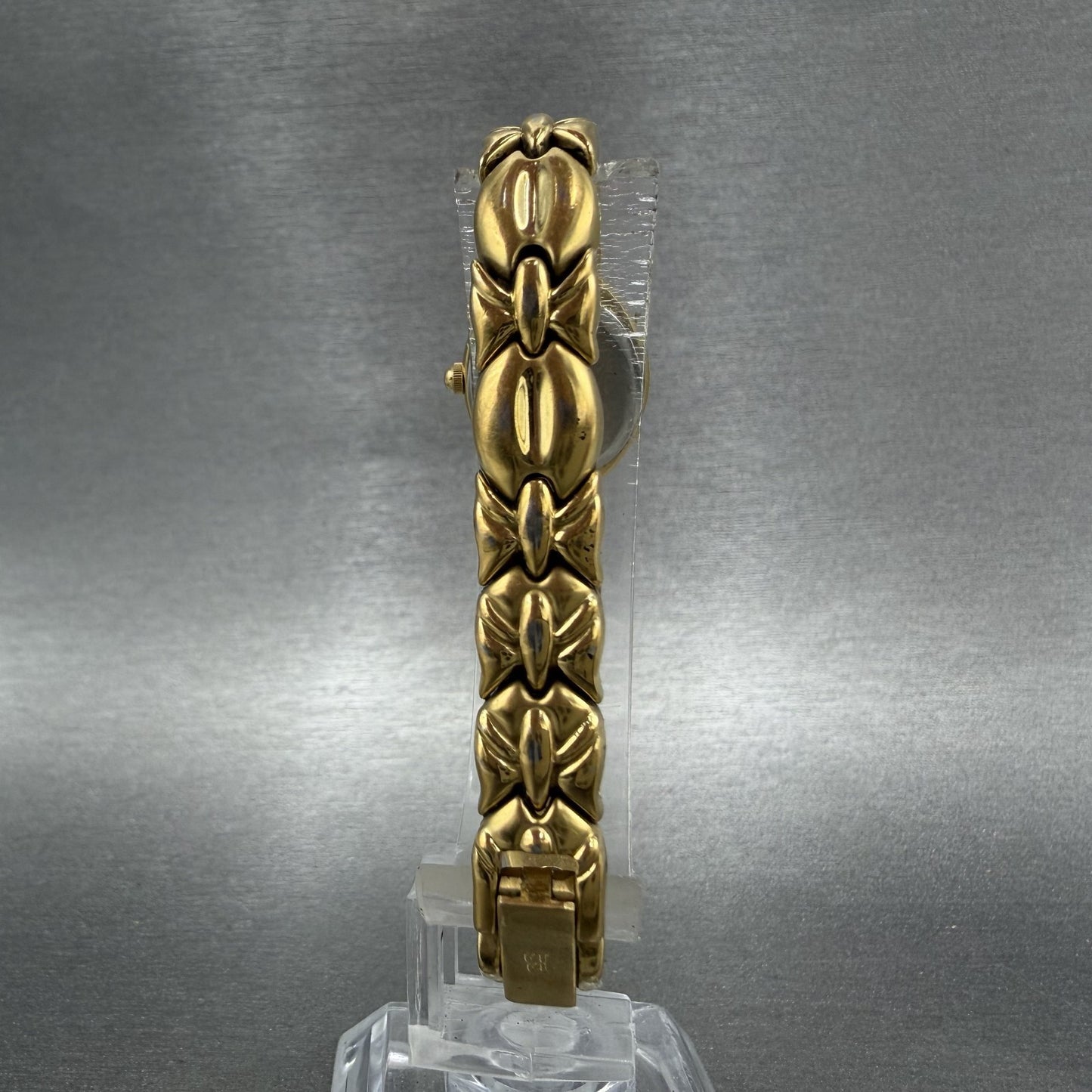 Bulova Watch Women 17mm Gold Dial Gold Tone Oval 97S77 New Battery7