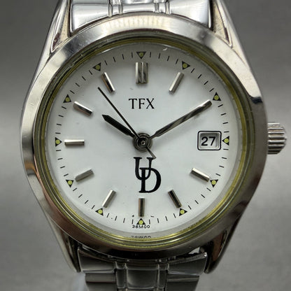 Bulova TFX Watch Women 26mm White Dial Silver Tone Date Round 36M00 New battery1