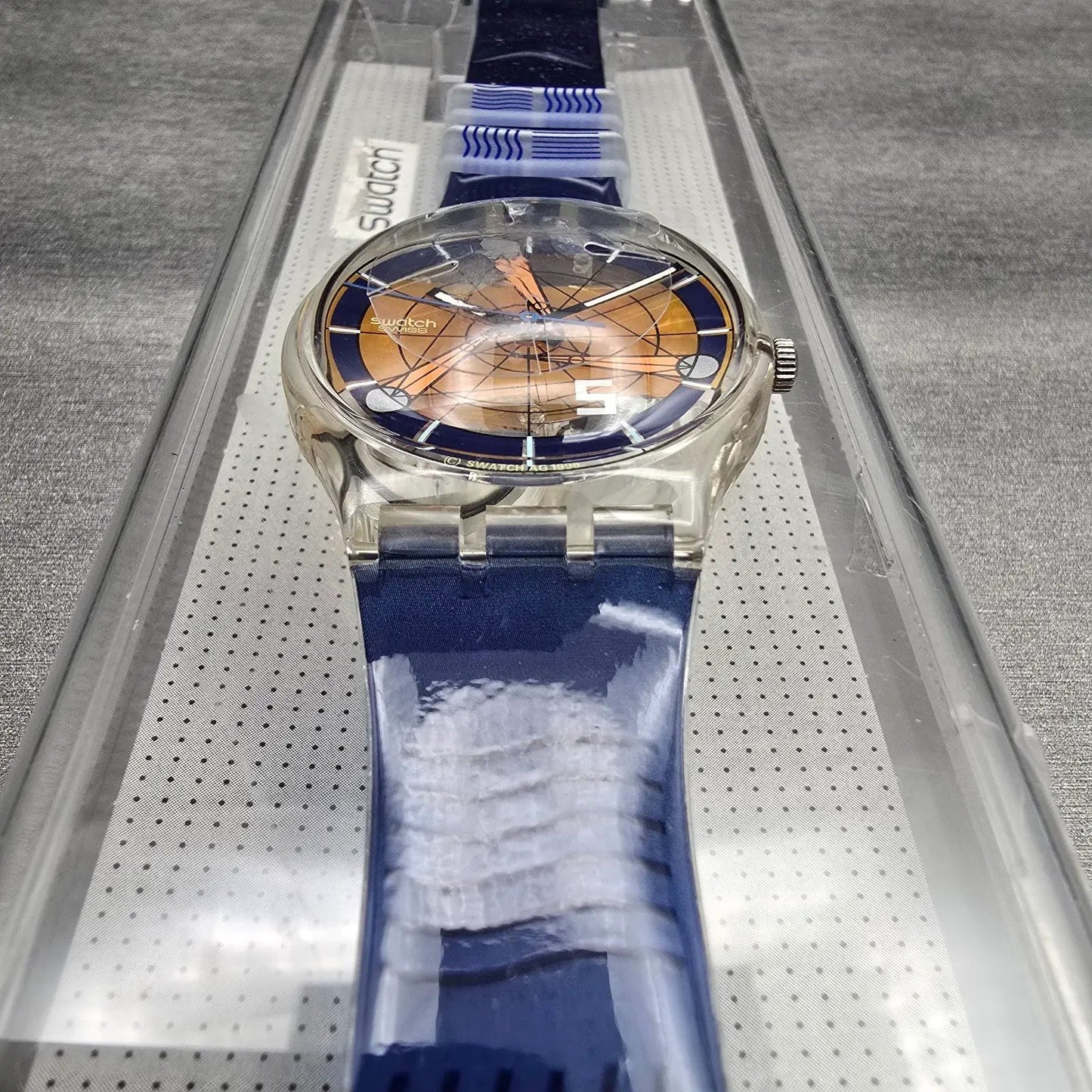 Swatch The Fifth Element Watch Men 34mm Clear Case GK260 New Battery2