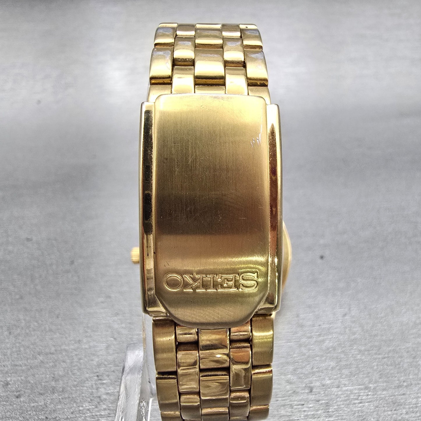 Seiko Watch Men 37mm Gold Dial Gold Tone Daydate Round 7N43-9048 New Battery VTG7