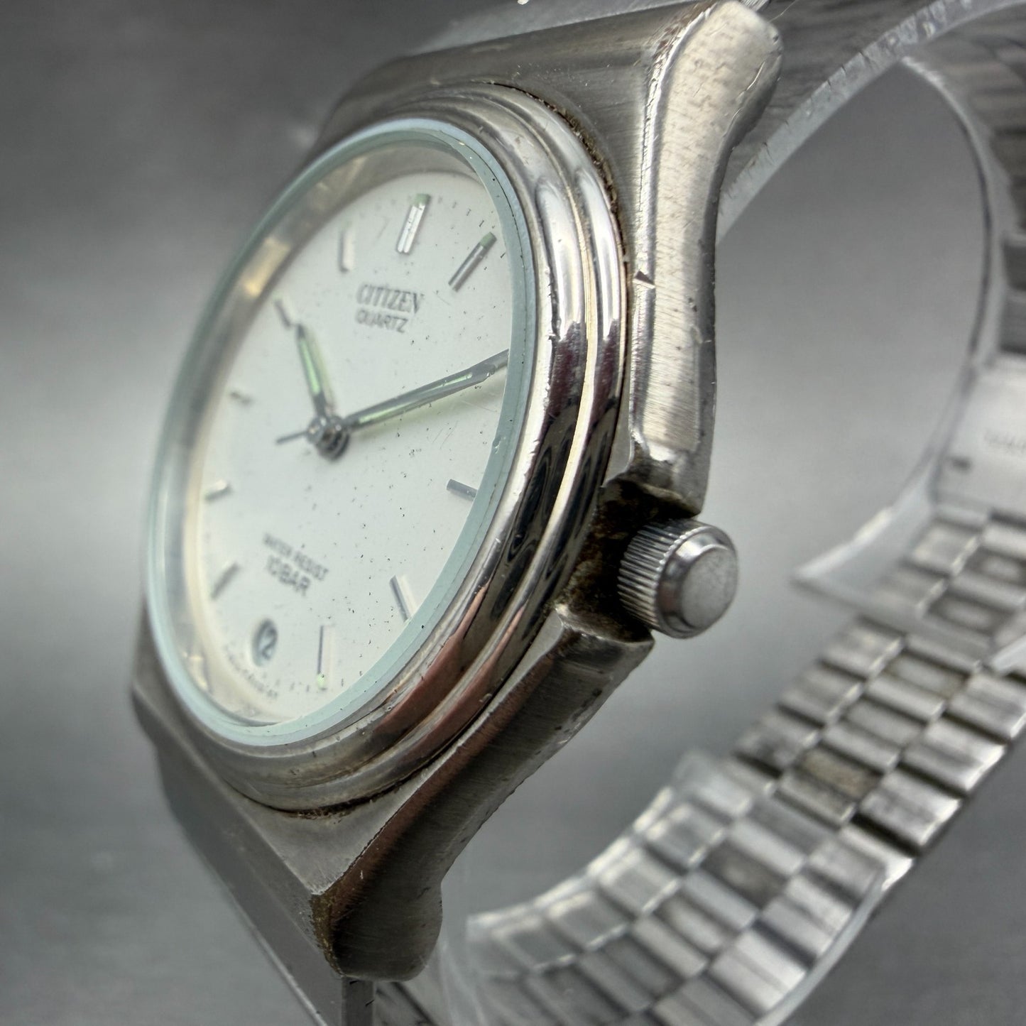 Citizen Watch Unisex 32mm Silver Dial Silver Tone Date 13810-989899 New Battery2