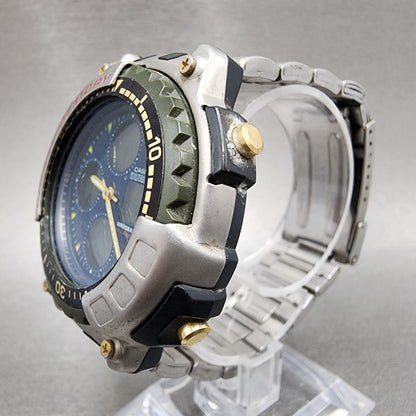 Casio Duro 200 DRO211 Watch Men 44mm Blue Dial Silver Analog Digital PARTS3