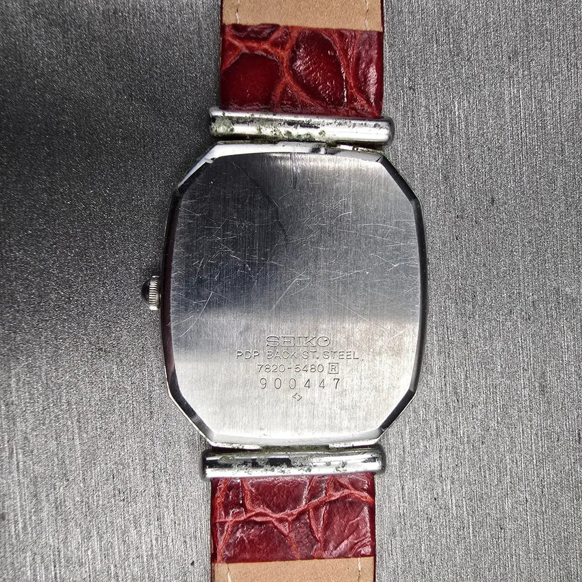 Seiko Watch Men 29mm White Dial Silver Tone Rectangle 7820-5480 New Battery10