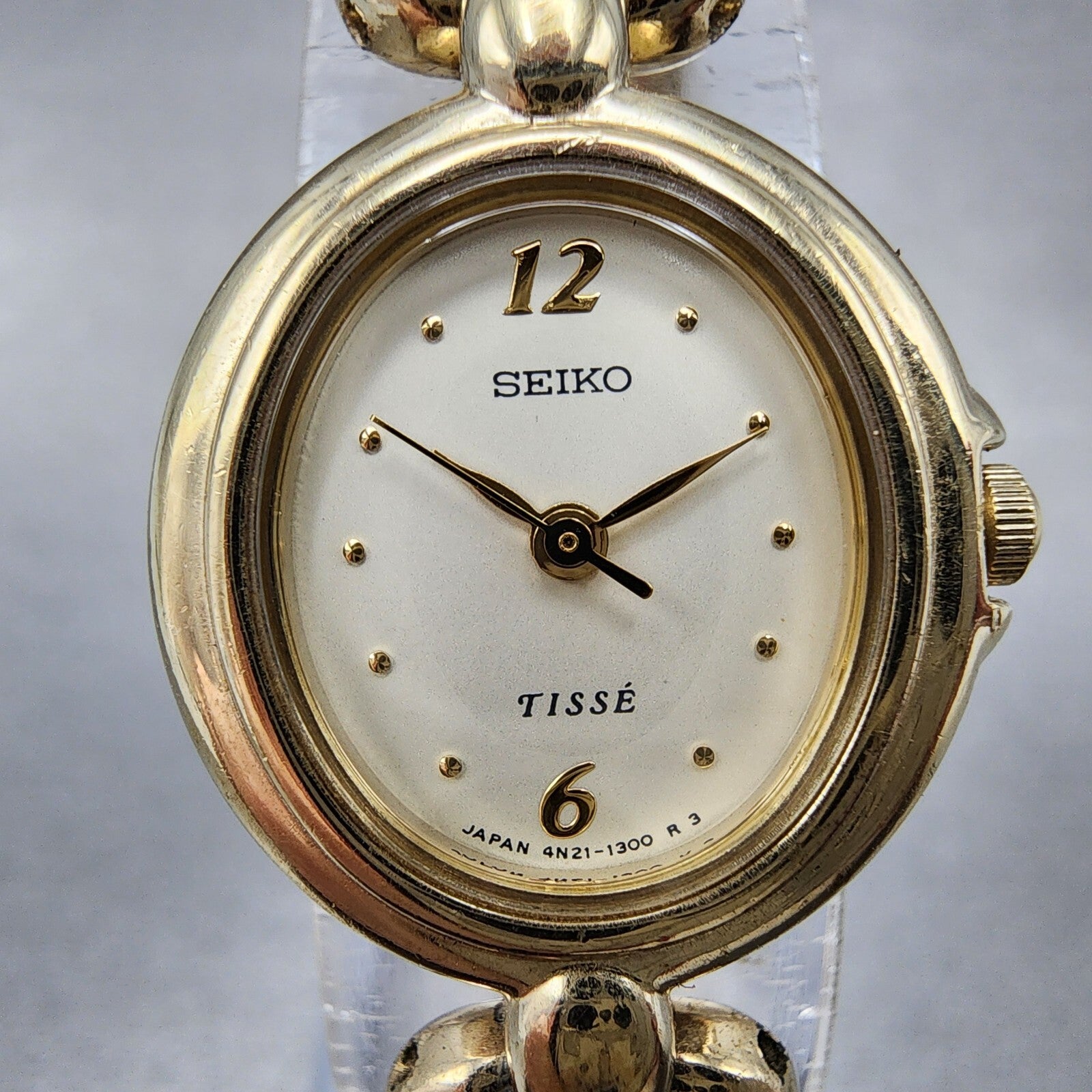 Seiko Tisse Watch Women 20mm White Dial Gold Tone Oval 4n215220 New Battery1