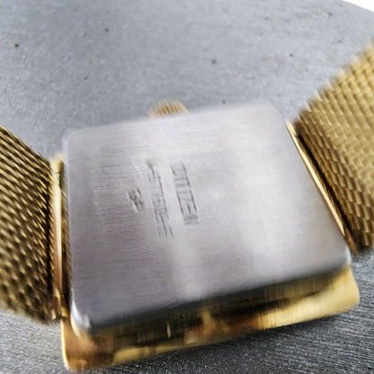 Citizen Castalia Tank Watch Women 24mm White Dial Gold Tone Rectangle Runs9