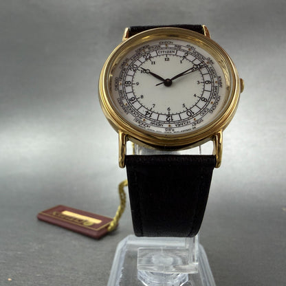 Citizen Watch Unisex 32mm White Dial Gold Tone Round 6030-S05910 New Batt NOS5