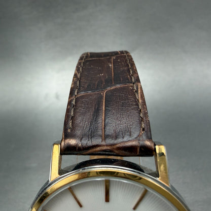 Bulova Watch Men 37mm White Dial Two Tone Date Round 98H51 New Battery4