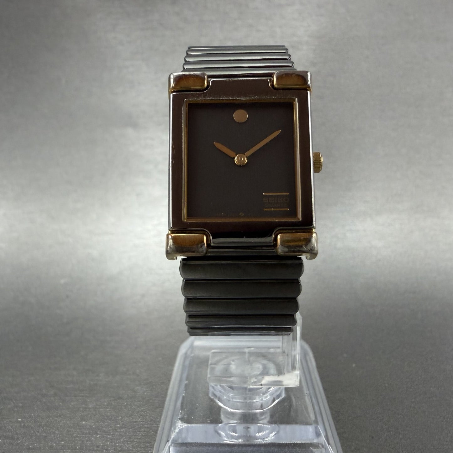Seiko Tank Watch Women 21mm Black Dial Black Tone Rectangle 2P205C99 New Batt5